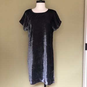 Charcoal gray velvet shift dress